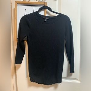 Cable & Gauge black ribbed  3/4 sleeve sweater EUC